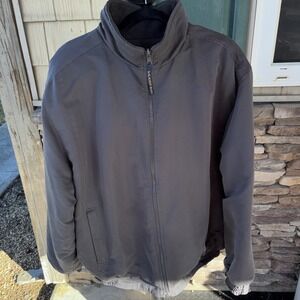 Falcon Bay  Jacket Men L Gray Reversible Coat Fleece Lining Full Zip *Read